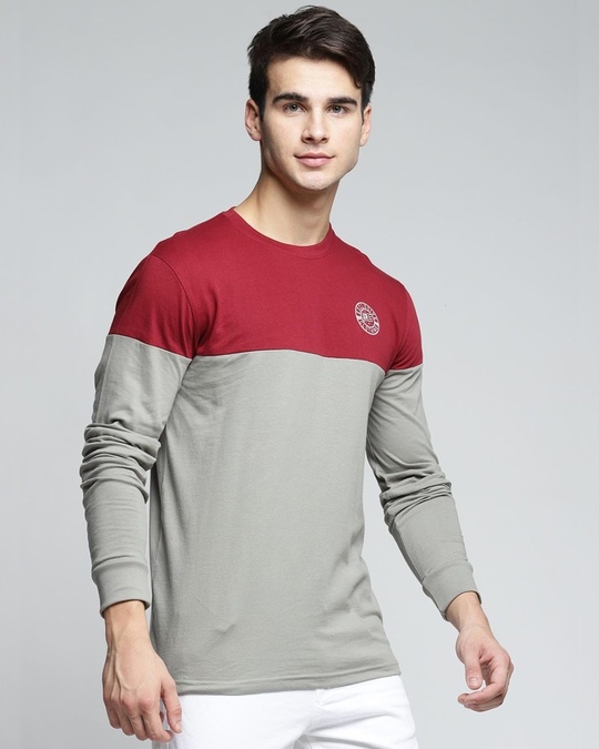 Shop Maroon Colourblocked T Shirt-Full
