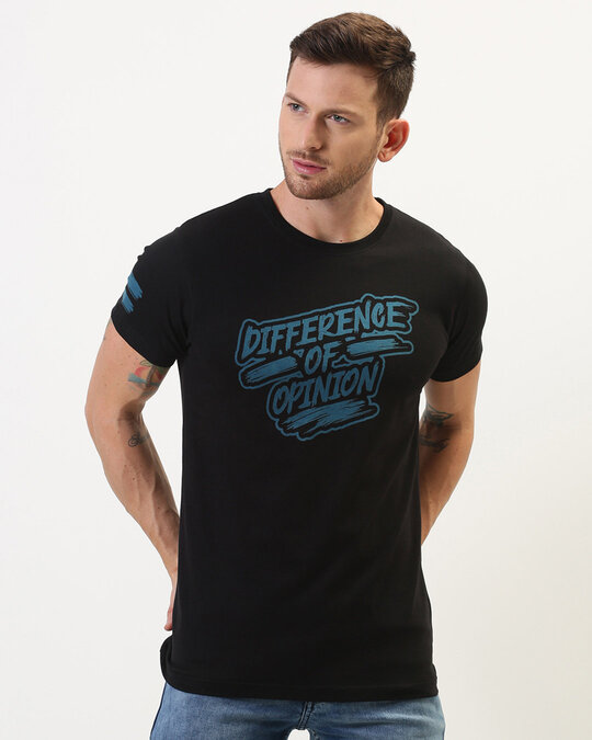 Shop Men's Black Typography T Shirt-Front