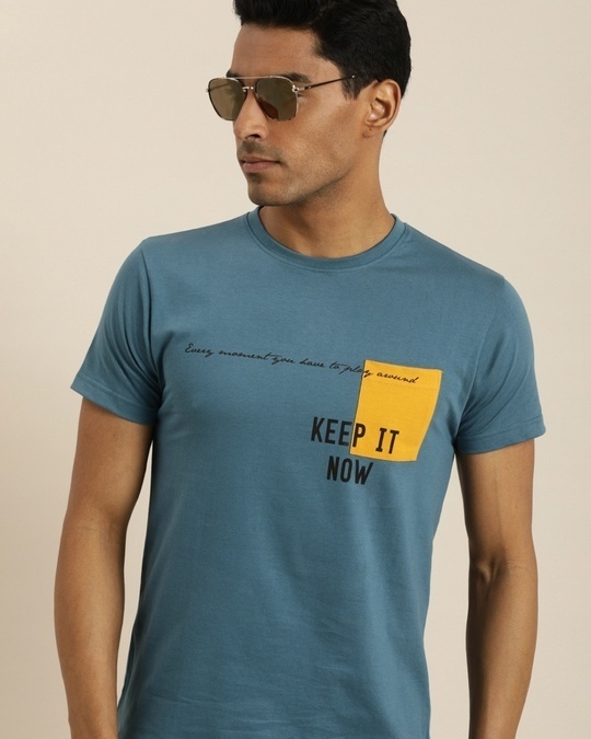 Shop Men's Blue Graphic Print T-shirt-Design