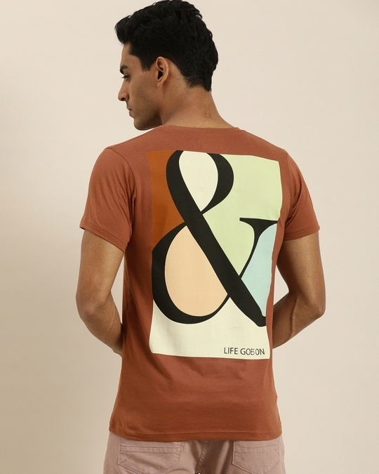Shop Men's Brown Graphic Print T-shirt-Back