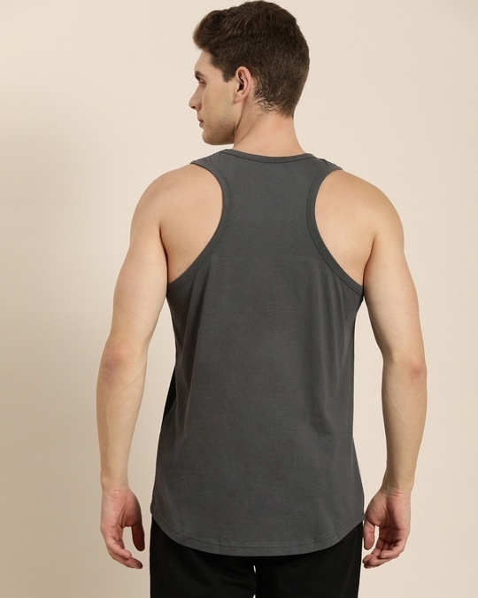 Shop Men's Grey Colourblock Sleeveless T-shirt-Back