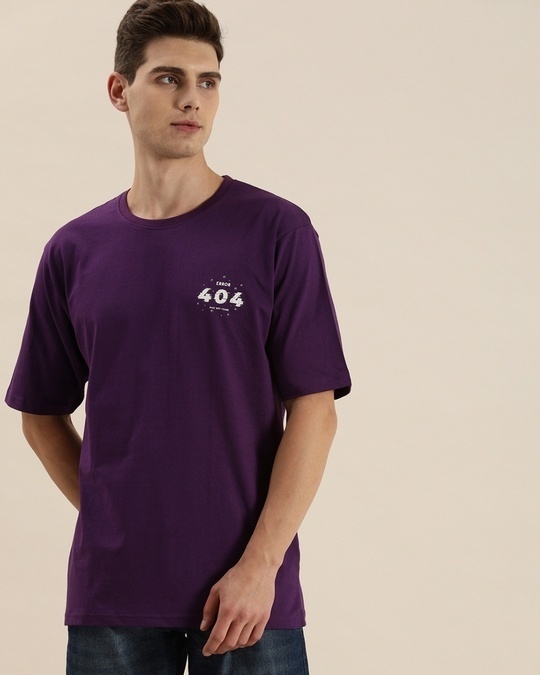 Shop Men's Purple Graphic Print Oversized Fit T-shirt-Front