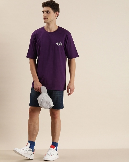 Shop Men's Purple Graphic Print Oversized Fit T-shirt
