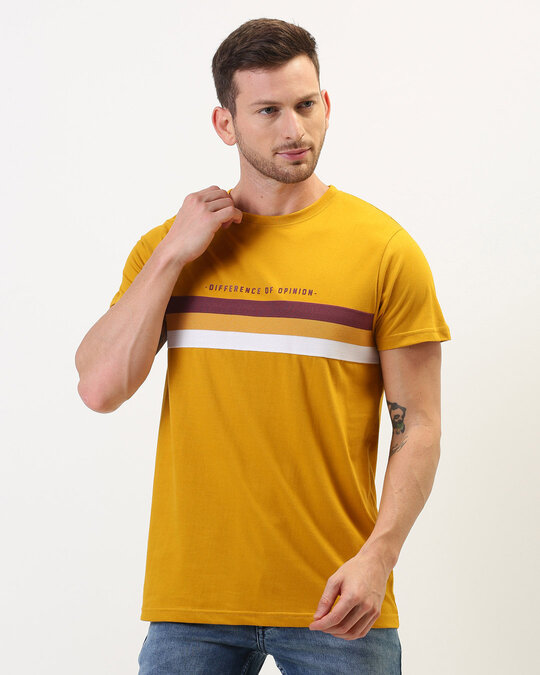 Shop Mustard Typography T Shirt-Front