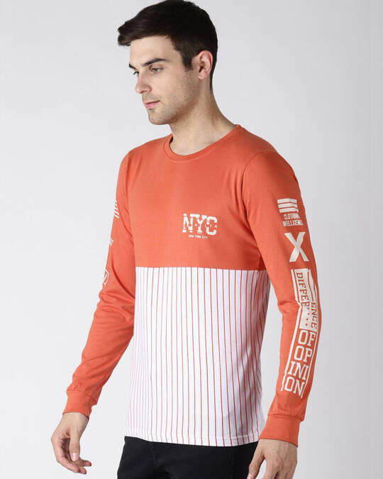 Shop Orange Colourblocked T Shirt-Design