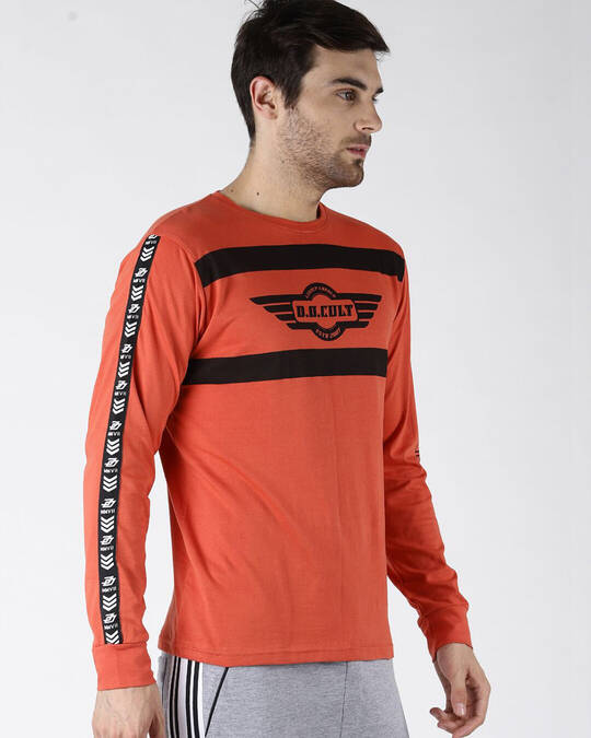 Shop Orange Typography T Shirt-Full