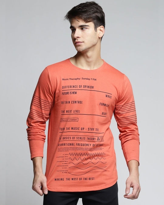 Shop Orange Typography T Shirt-Front