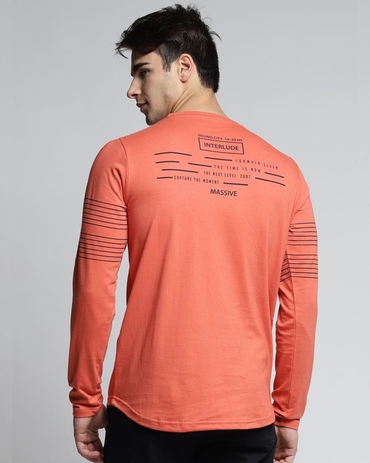 Shop Orange Typography T Shirt-Back