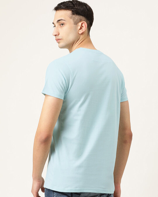 Shop P Blue Typographic T Shirt-Back