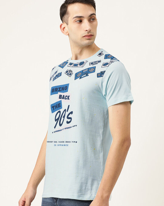 Shop P Blue Typography T Shirt-Design