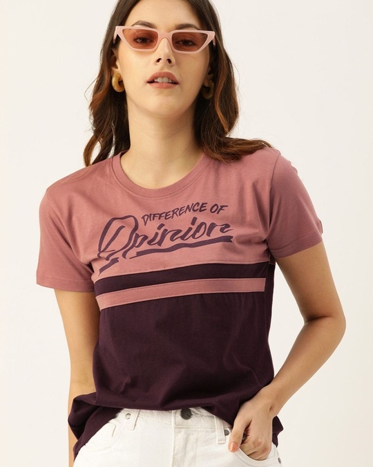 Shop Pink Typographic T Shirt22-Front