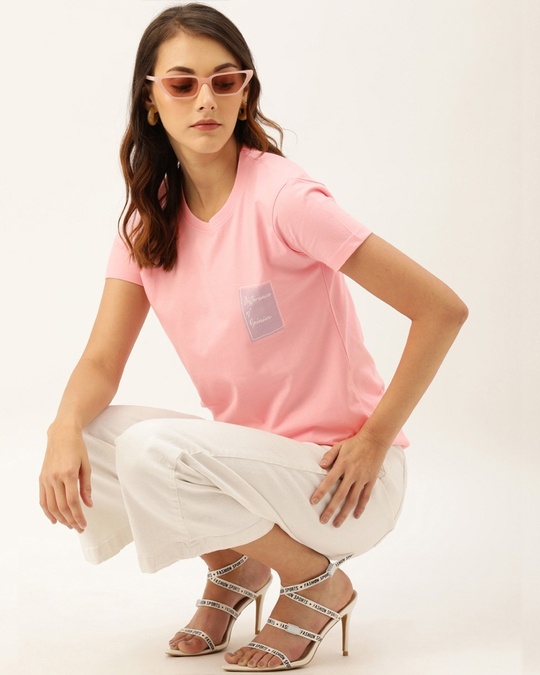 Shop Pink Typographic T Shirt