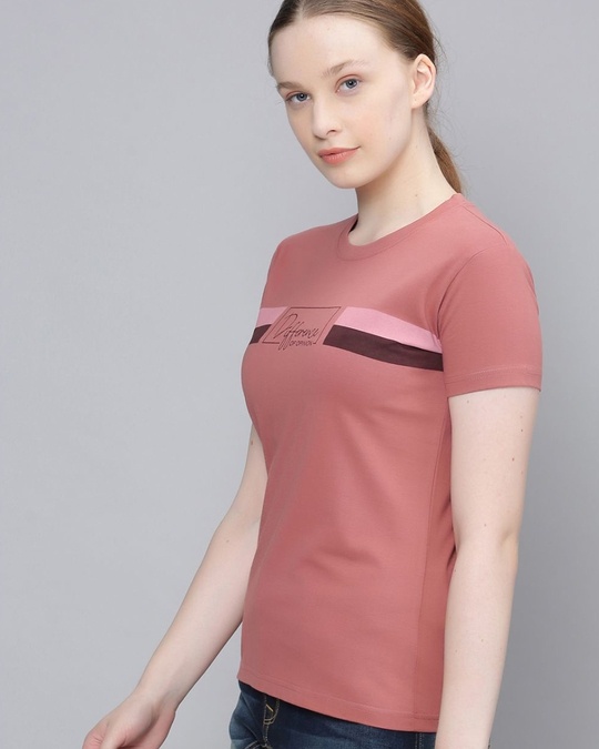 Shop Women's Pink Typographic T-shirt-Back