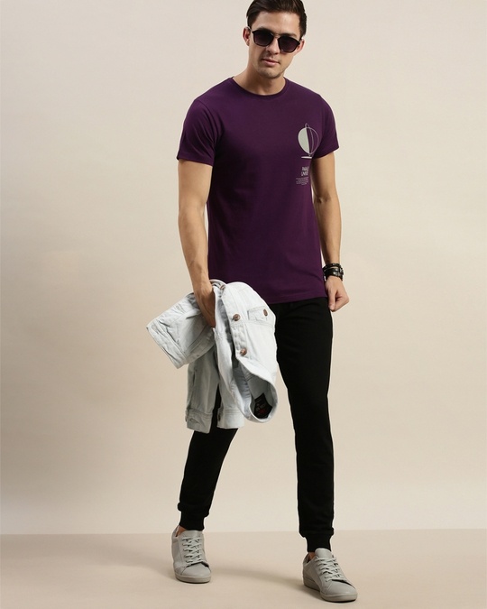 Shop Purple Graphic Print T Shirt-Full