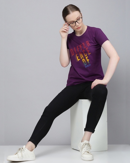 Shop Purple Typographic T Shirt