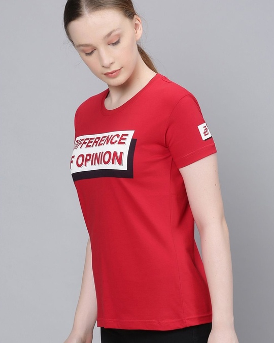 Shop Women's Red Typographic T-shirt-Back