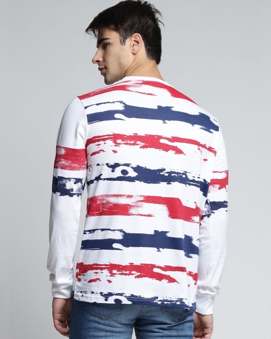 Shop White Striped T Shirt-Back