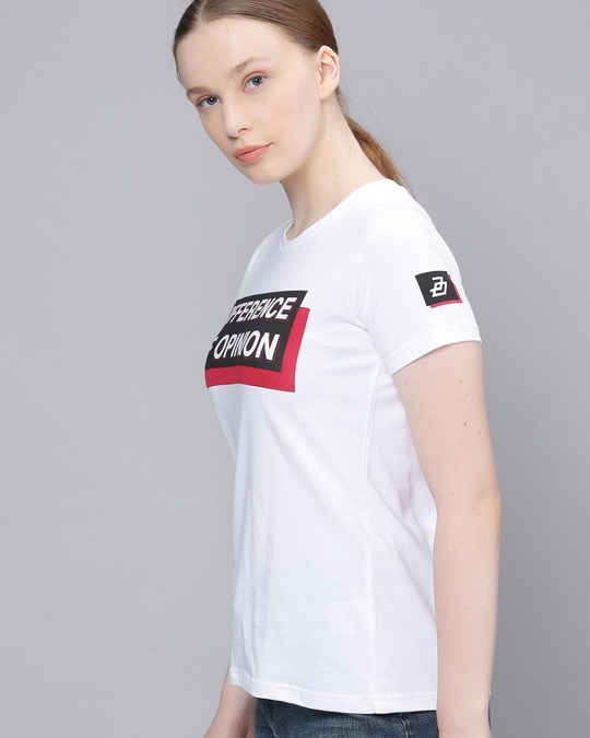 Shop Women's White Typographic T-shirt-Back