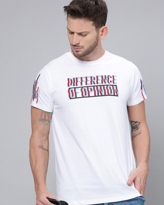 Shop White Typography T Shirt-Front