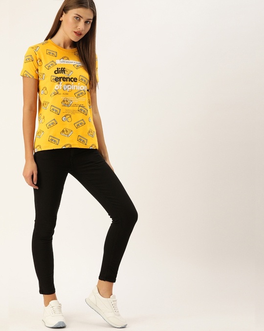 Shop Yellow Graphic Print T Shirt
