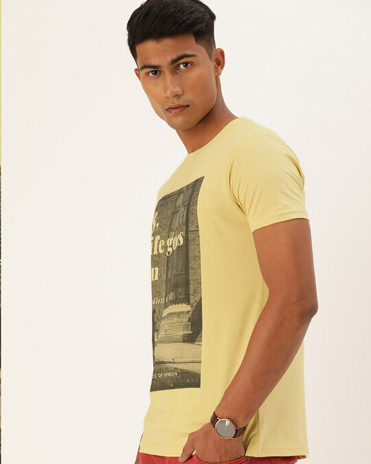 Shop Yellow Typo Graphic T Shirt-Design