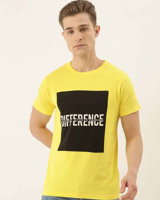Shop Yellow Typo Graphy T Shirt-Front