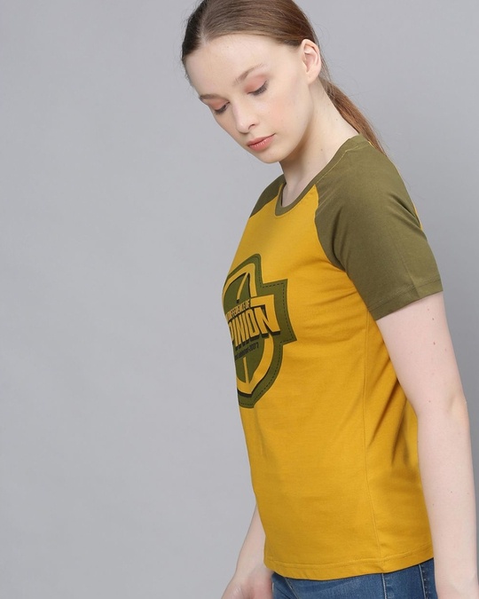 Shop Women's Yellow Typographic T-shirt-Design