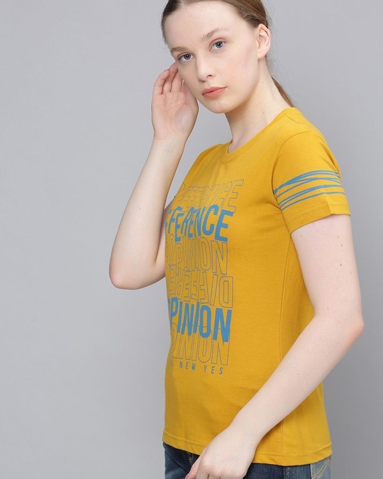 Shop Yellow Typographic T Shirt42-Design