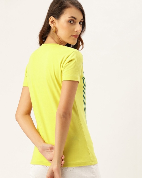 Shop Yellow Typographic T Shirt-Back