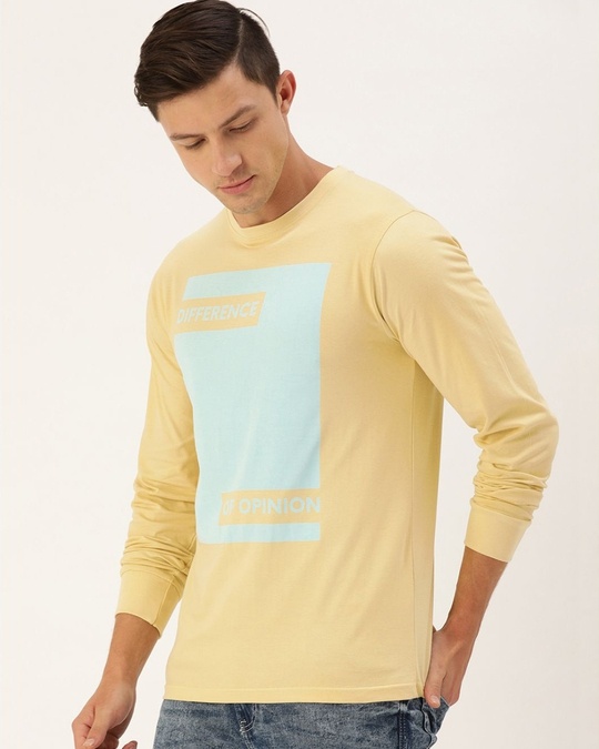 Shop Men's Yellow Typography T-shirt-Design