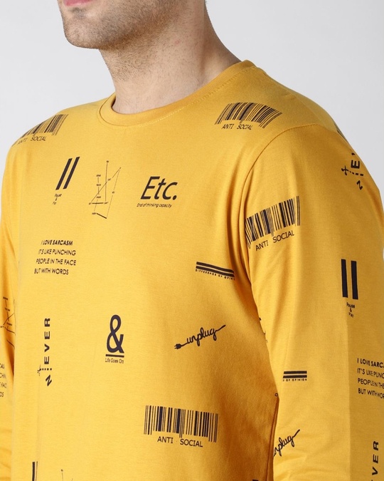 Shop Yellow Typography T Shirt
