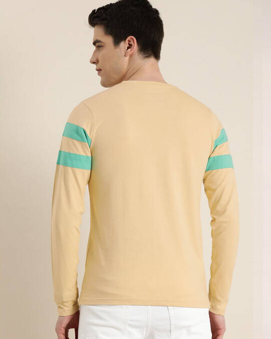 Shop Men's Beige Striped T-shirt-Back