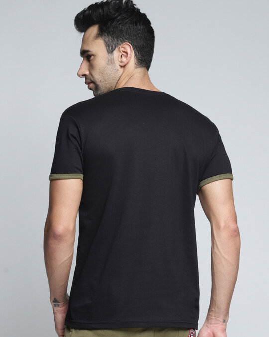 Shop Black Colourblocked T Shirt-Back