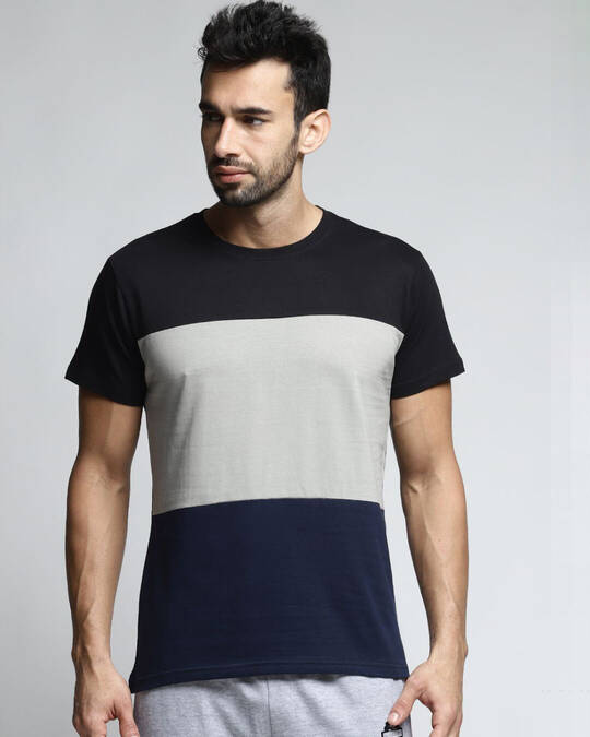 Shop Men's Black Colourblocked T-shirt-Front