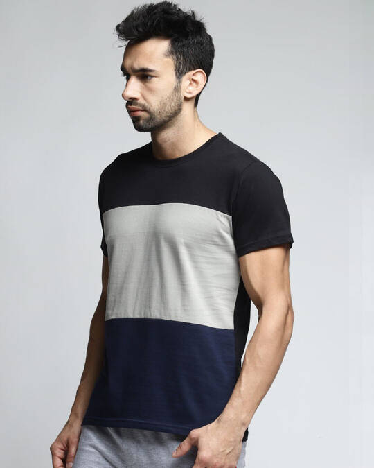 Shop Men's Black Colourblocked T-shirt-Full