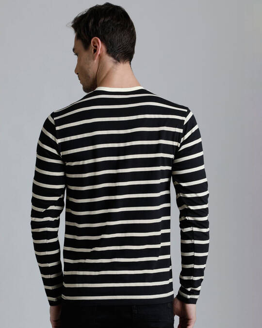 Shop Men's Black Striped T-shirt-Back