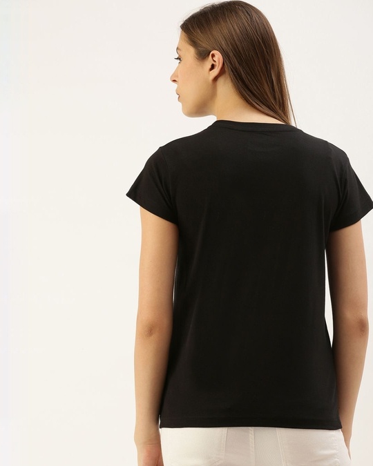 Shop Black Typography T Shirt-Back