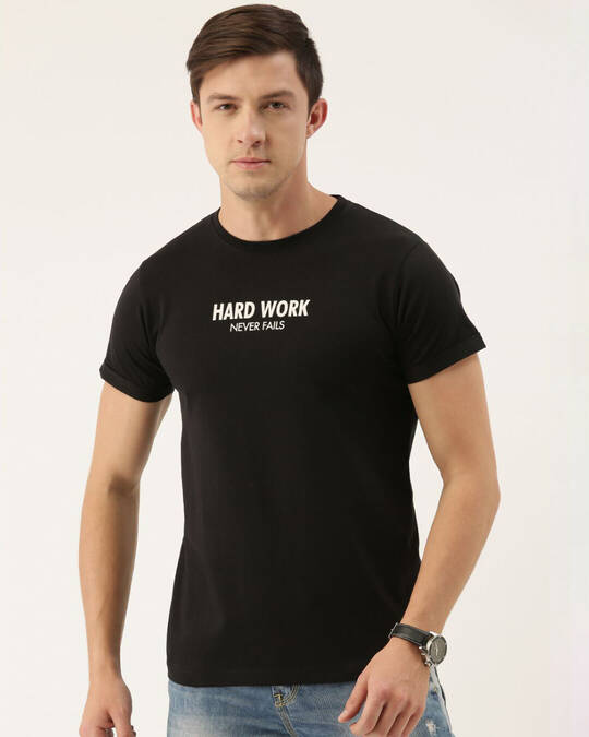 Shop Men's Black Typography T-shirt-Front