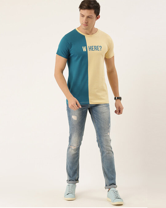 Shop Blue Colourblocked T Shirt
