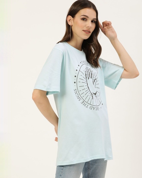 Shop Women's Blue Graphic Print T-shirt-Design
