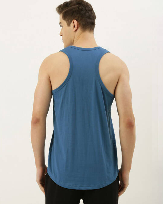 Shop Men's Blue Solid Tank Top-Back