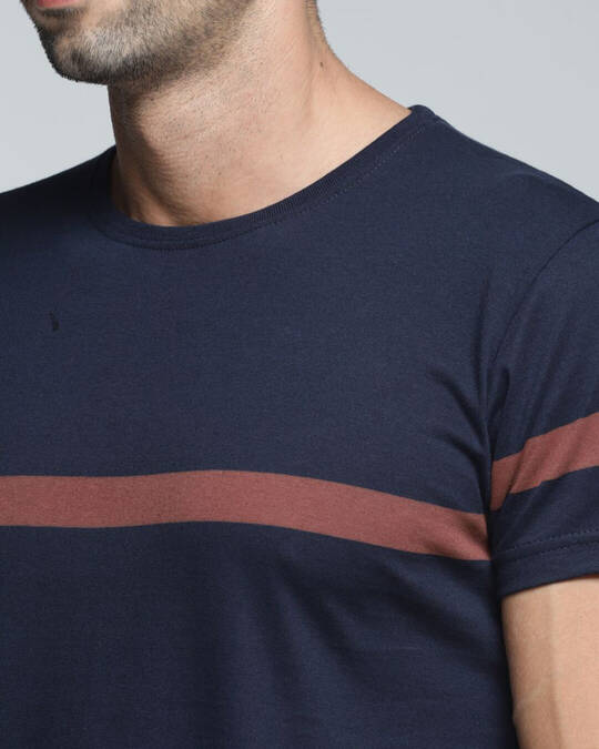 Shop Men's Blue Striped T-shirt-Full