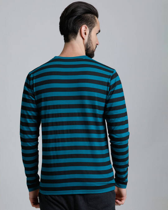 Shop Men's Blue Striped T-shirt-Back