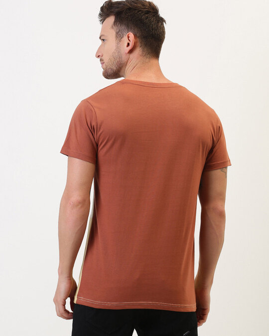Shop Brown Colourblocked T Shirt-Back