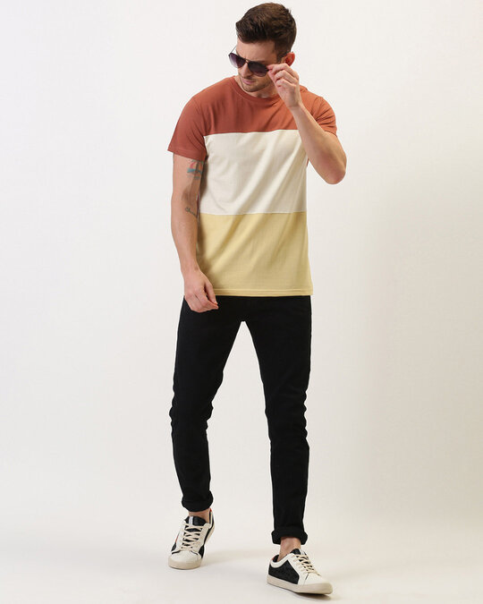 Shop Brown Colourblocked T Shirt