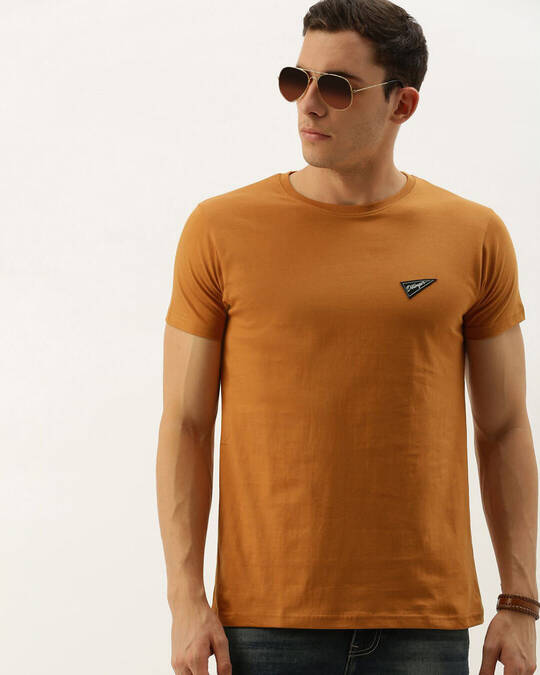 Shop Men's Brown Solid T-shirt-Front
