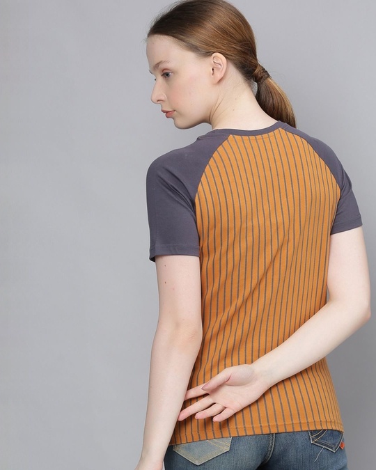 Shop Women's Brown Striped T-shirt-Back