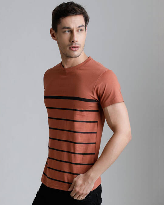 Shop Men's Brown Striped T-shirt-Design