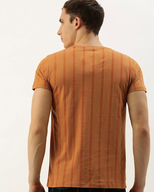 Shop Brown Vertical Stripes T Shirt-Back