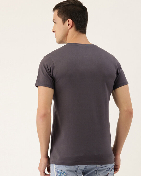 Shop Dark Grey Colourblocked T Shirt-Back